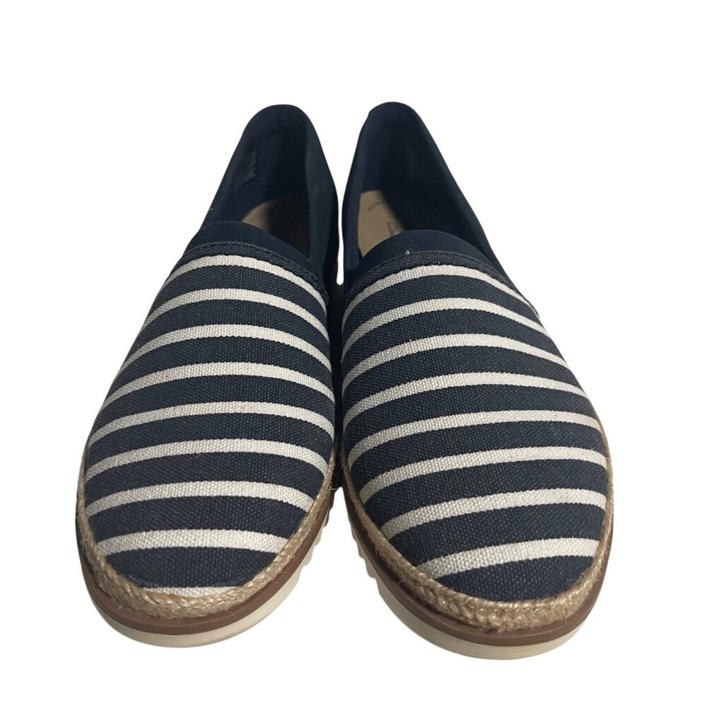 Clarks Womens Serena Paige Size 8 M Slip On flats Blue White Stripes Shoe Loafer